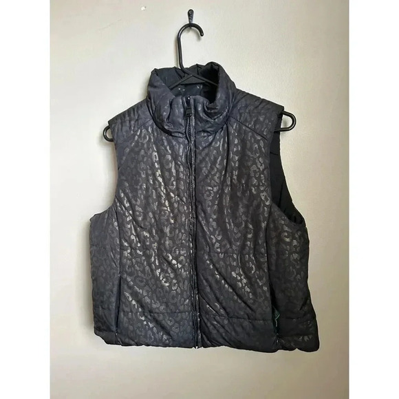 Lauren Ralph Lauren Reversible Black/Leopard Print Puffer Vest, Fall Vest - Picture 2 of 12